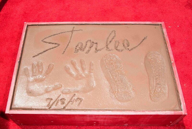 A view of Stan Lee's Hand and Footprint imprints at his hand and footprint ceremony at TCL Chinese Theatre IMAX. Valerie Macon / AFP