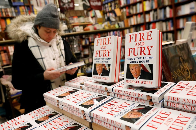 REFILE - REMOVING RESTRICTIONS   Copies of the book "Fire and Fury: Inside the Trump White House" by author Michael Wolff are seen at the Book Culture book store in New York, U.S. January 5, 2018. REUTERS/Shannon Stapleton