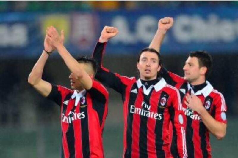 Riccardo Montolivo, centre, scored the only goal in AC Milan's recent win over Chievo. Felice Calabro / AP Photo
