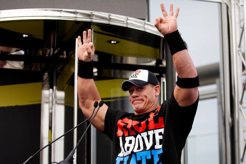 Dubai, Feb 9th, 2012 --  World Wrestling Entertainment will debut its WWE RAW World Tour 2012 event in Abu Dhabi at the International Tennis Complex, Zayed Sports City on February 9, 2012. WWE wrestler John Cena is seen during a press conference at the Burj Khalifa. (Sarah Dea/ The National)