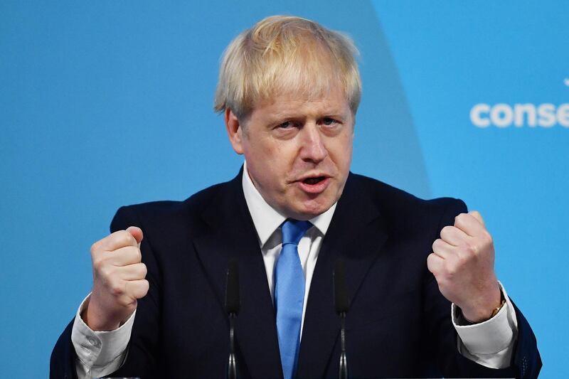 New British Prime Minister Boris Johnson speaks during the Conservative Leadership announcement at the QEII Centre  in London Getty Images