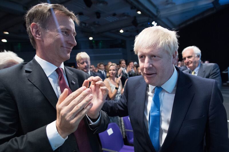 Mr Hunt after losing to leadership contender Boris Johnson, who became British Prime Minister in July 2019. Getty