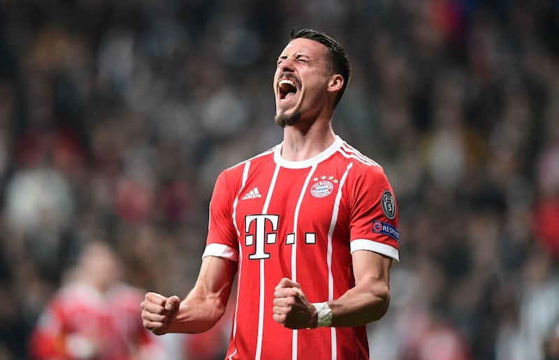 TOPSHOT - Bayern Munich's forward Sandro Wagner celebrates after scoring during the second leg of the last 16 UEFA Champions League football match between Besiktas and Bayern Munich at Besiktas Park in Istanbul on March 14, 2018.  / AFP PHOTO / OZAN KOSE