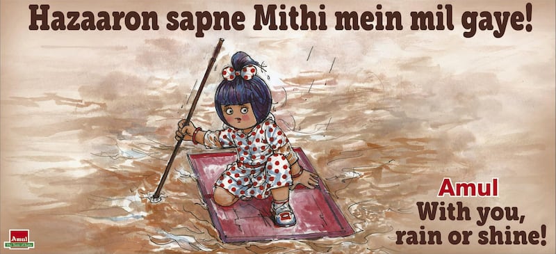 Amul made reference to the 2019 floods in Mumbai. Courtesy Amul / daCunha Communications