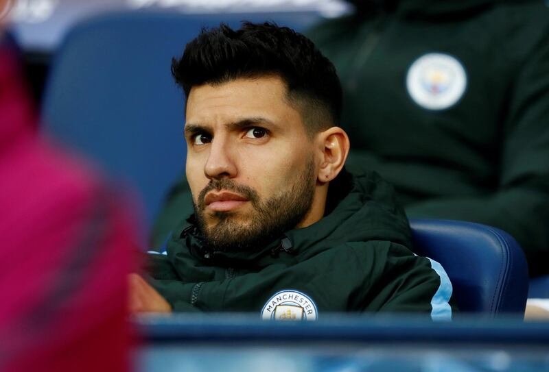 FILE PHOTO: Soccer Football - Champions League Quarter Final Second Leg - Manchester City vs Liverpool - Etihad Stadium, Manchester, Britain - April 10, 2018   Manchester City's Sergio Aguero on the substitutes bench   Action Images via Reuters/Jason Cairnduff/File Photo