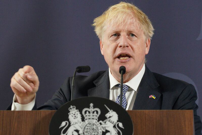Britain's Prime Minister Boris Johnson delivers a speech in Blackpool, north-west England on Thursday. AFP