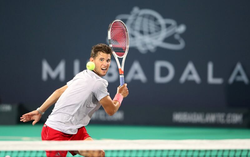 Tennis - Mubadala World Tennis Championship, Abu Dhabi, United Arab Emirates - December 27, 2018  Austria's Dominic Thiem in action during his match against Russia's Karen Khachanov REUTERS/Suhaib Salem