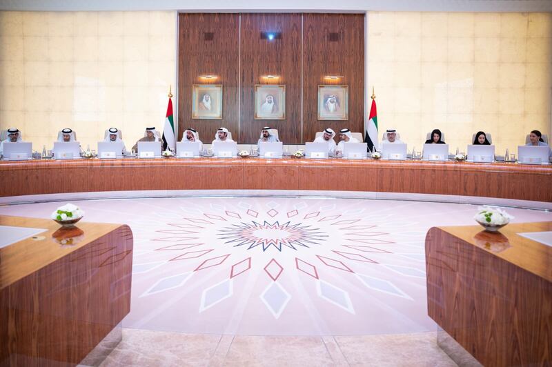 The cabinet meeting at Qasr Al Watan in Abu Dhabi. Dubai Media Office