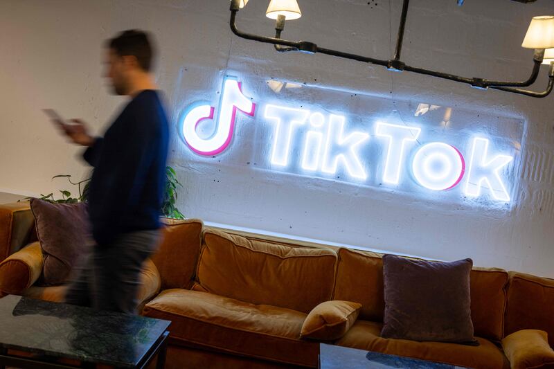 An employee at the TikTok UK offices, in London, on February 9. AFP