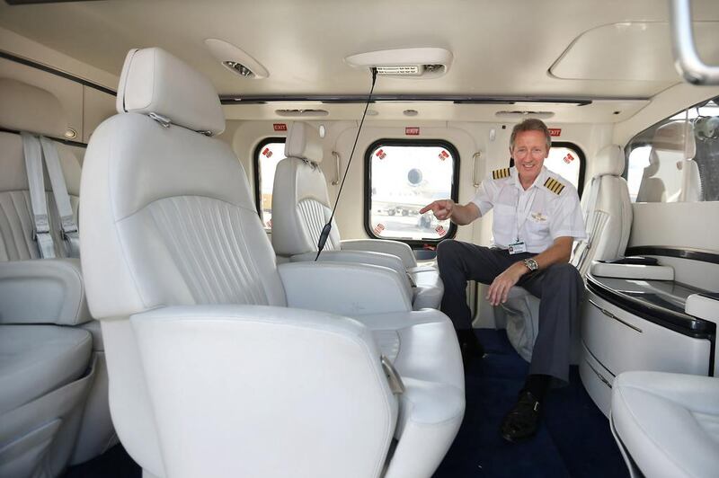 "Paul McCartney sat in that seat," says Stephen Charles with Abu Dhabi Aviation. Mr Charles flew the famous Beatle in his helicopter after his Yas concert to Dubai. Delores Johnson / The National