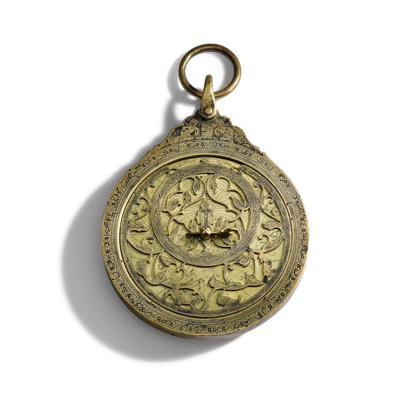 A Safavid brass astrolabe, signed by Abd Al A'immah, Persia, dated 1131 AH1718-19 AD (estimate £200,000-300,000). 