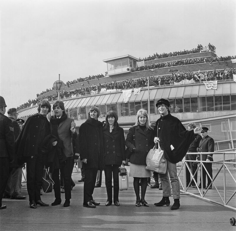 The Beatles leave Heathrow for Salzburg in Austria, to resume filming of the movie Help!, in 1965