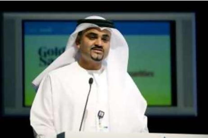 DUBAI, UNITED ARAB EMIRATES - NOVEMBER 24:  Dr. Omar Bin Sulaiman, Governor of DIFC speaking on the first day of DIFC Week, at the Emirates Towers in Dubai  on November 24, 2008.  (Randi Sokoloff / The National)  To go with story by Andrew Foxwell. *** Local Caption ***  RS005-1124-DIFC.jpgRS005-1124-DIFC.jpg