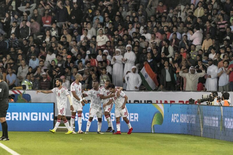 ABU DHABI, UNITED ARAB EMIRATES. 10 JANUARY 2019. AFC Football at Zayed Sports City. UAE vs India match. First half. UAE leads 1-0. (Photo: Antonie Robertson/The National) Journalist: John McAuley. Section: Sport.