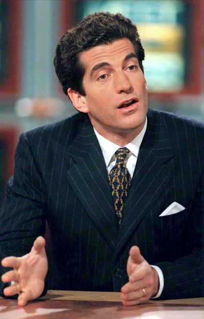 John F. Kennedy Jr, son of the late US president, discusses his political journal "George" during NBC's Meet the Press program 16 February in Washington, DC. Kennedy discussed the sucess of the magazine, which is now the largest circulation political journal. (Photo by STF / AFP)