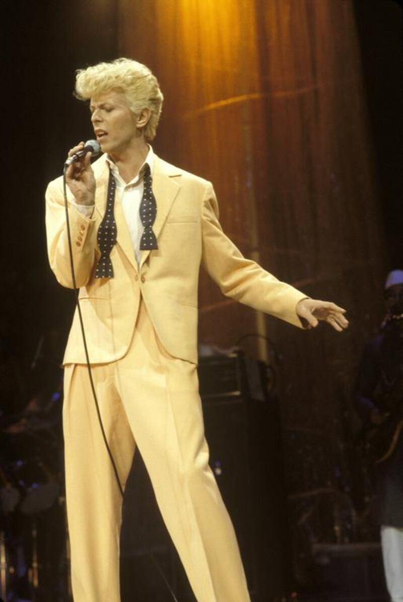 David Bowie, performing live onstage on the Serious Moonlight tour. Ebet Roberts / Redferns / Getty Images