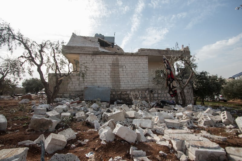What was a home is now rubble following  a US raid in north-west Syria. All photos: Moawia Atrash for The National