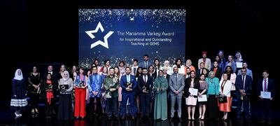 Teachers took a break from the classroom to celebrate their achievements at the Mariamma Varkey Awards for Inspirational and Outstanding Teaching. Courtesy Gems Education