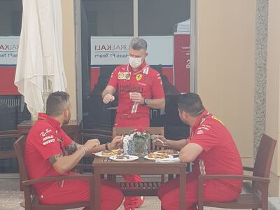Noodles and sandwiches on the Ferrari team menu. Saeed Saeed / The National