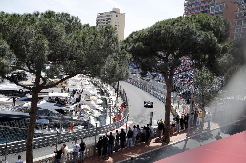 Mercedes driver Lewis Hamilton steers his car during the Monaco Grand Prix. AP