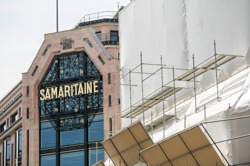 A wrought iron sign on the exterior of the La Samaritaine department store. Bloomberg