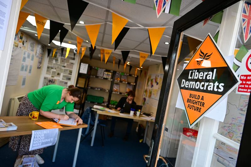 Volunteers working at the Liberal Democrat office in Honiton. Getty Images