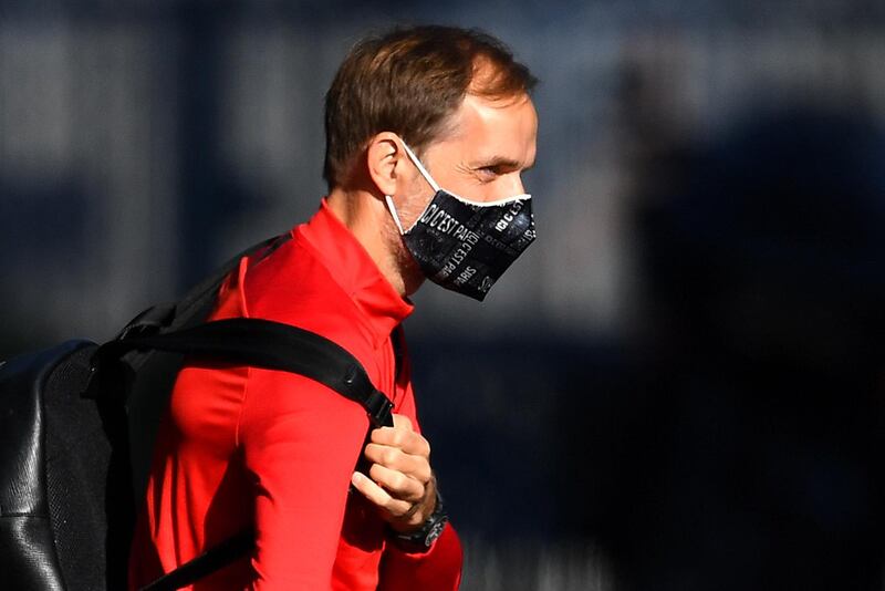 Head coach Thomas Tuchel wearing protective face mask. AFP