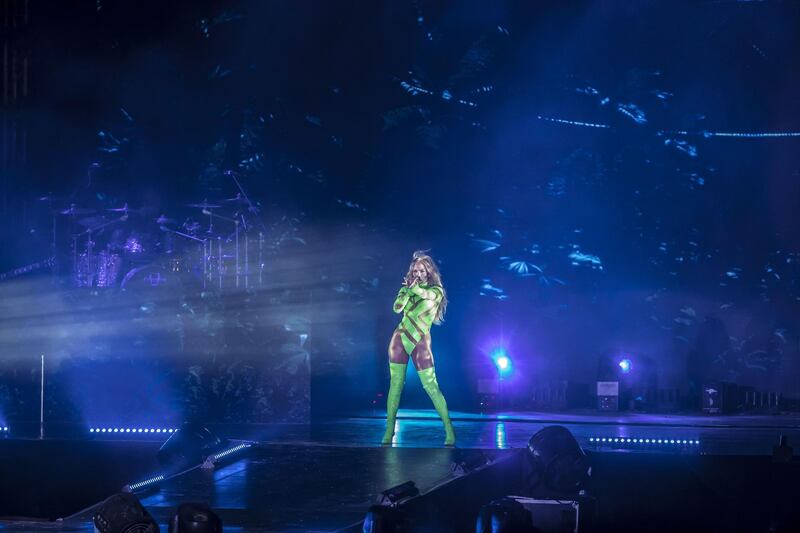 Jennifer Lopez performs on stage during her concert in the northern Egyptian coast town of El Alamein on August 9, 2019.  AFP