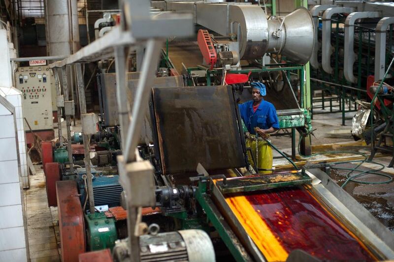 Sorwathe Tea has been acknowledged to be the best run tea plantation and processing facility in Rwanda. Above, the company’s processing plant in Cyohoha district. Phil Moore / AFP