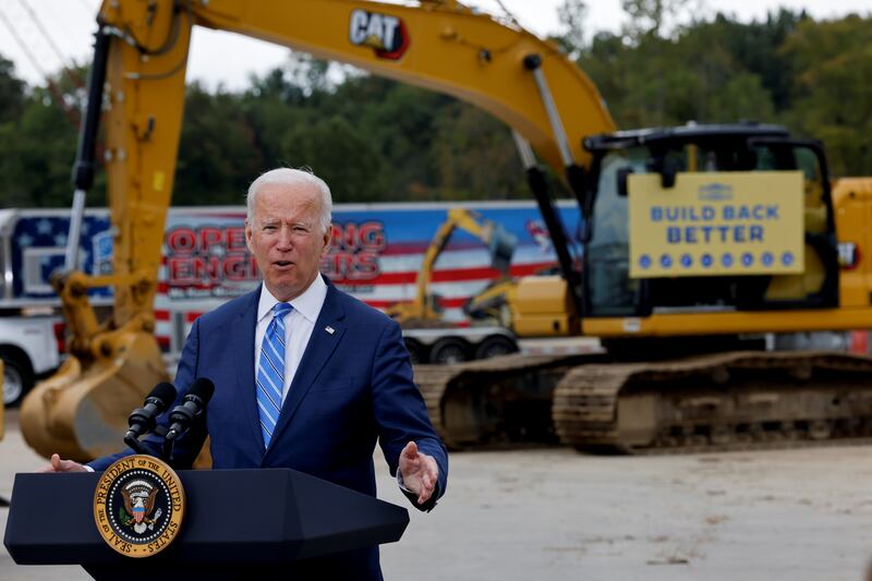 US President Joe Biden delivers remarks on infrastructure investments at the International Union of Operating Engineers Local 324 training facility in Howell, Michigan. Reuters
