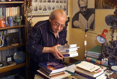 epa06962345 (FILE) â€“ An undated photograph shows Syrian novelist Hanna Mina at his office in Damascus, Syria (reissued 21 August 2018). According to media reports, Mina died on 21 August 2018 at 94. Mina was one of the most important Arab novelists who wrote more than forty novels over half century, in which he criticized exploitation, greed and persecution of women. Mina was the founder of the Union of Arab Writers in Syria and one of his most prominent novels were The Blue lamps, the Storm, and the End of a Brave Man.  EPA/YOUSSEF BADAWI