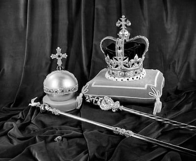St Edward's Crown, The Orb, The Sceptre with Cross (also known as the Royal Sceptre), The Sceptre with Dove and The Sovereign's Ring. PA