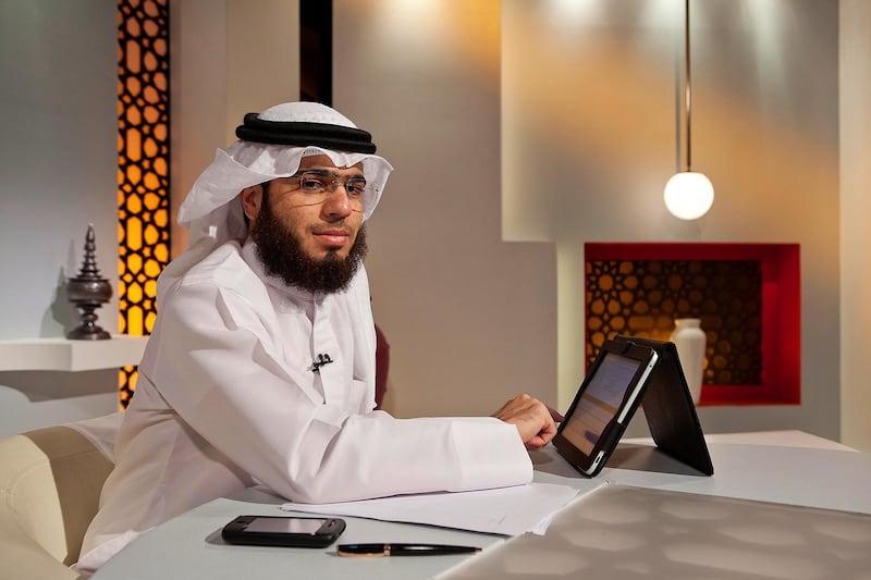 June 15, Dr Waseem Yousef, a religious sheikh, who interprets dreams on the set of his television show Roaya on Dubai Noor TV.  June 15, Dubai, United Arab Emirates. (Photo: Antonie Robertson/ The National)