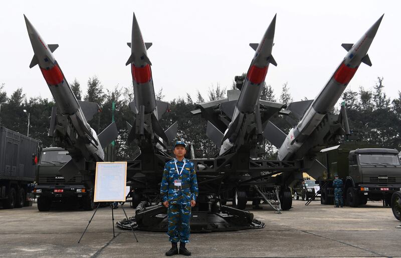 A missile system on display at a defence exhibition in Hanoi, Vietnam. AFP