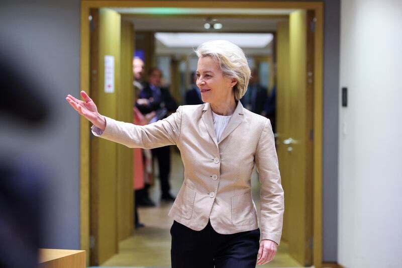 European Commission President Ursula von der Leyen arrives for the second day of the summit in the Belgian capital. Reuters