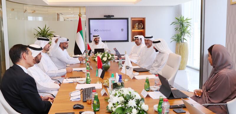 Abdulla bin Touq, Minister of Economy and chairman of the board of directors of Etihad Credit Insurance, presides over ECIs board meeting in Dubai. Photo: Etihad Credit Insurance