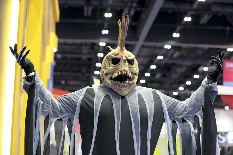 Dubai, United Arab Emirates - April 11, 2019: Visitors dress up as the visit Middle East Film and Comic Con. Thursday the 11th of April 2019. World Trade Centre, Dubai. Chris Whiteoak / The National