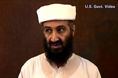 This framegrab from an undated video released by the US Department of Defense on May 7, 2011, reportedly show Al-Qaeda leader Osama bin Laden making a video at his compound in Abbottabad, Pakistan. According to the Defense Department, the video was seized from the compound during a May 1 operation by US special forces in which bin Laden was killed.    = RESTRICTED TO EDITORIAL USE - MANDATORY CREDIT "AFP PHOTO / US Department of Defense" - NO MARKETING NO ADVERTISING CAMPAIGNS - DISTRIBUTED AS A SERVICE TO CLIENTS  =
 *** Local Caption ***  945442-01-08.jpg