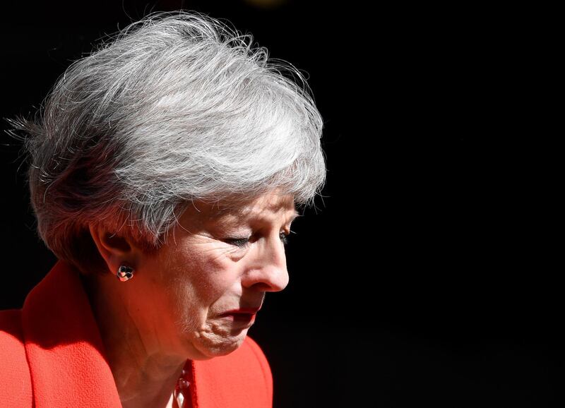 British Prime Minister Theresa May reacts as she delivers a statement in London, Britain, May 24, 2019. REUTERS/Toby Melville