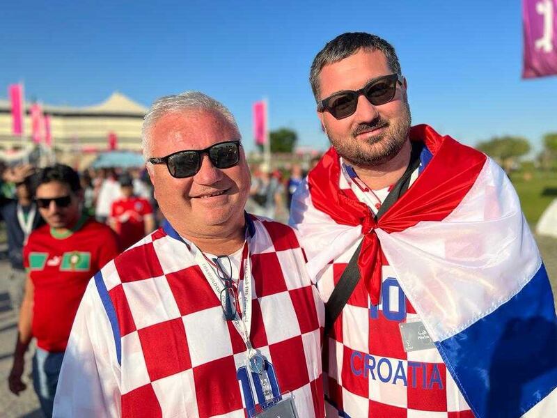 Drago Majher, 60, and his son, Josip, 36, were at the game Croatia v Morocco. Sarah Foster / The National