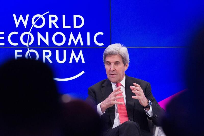 Outgoing US secretary of state Joh Kerry speaks at the World Economic Forum. Greg Beadle / World Economic Forum