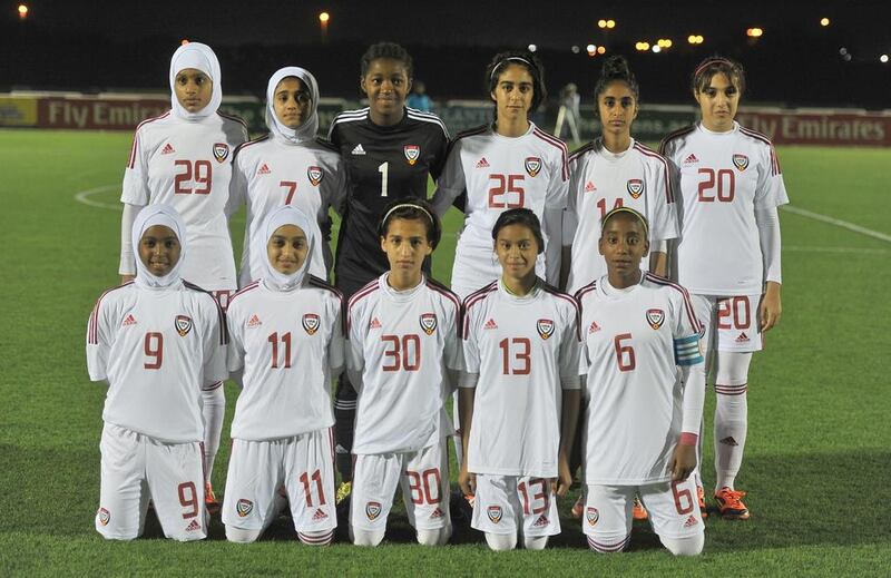 The UAE Under 14 girls team is in preparation for the West Asia Championship in Bahrain. Courtesy UAE FA

