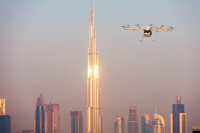 A Volocopter aircraft pictured during a test flight in Dubai in 2017. Courtesy Volocopter