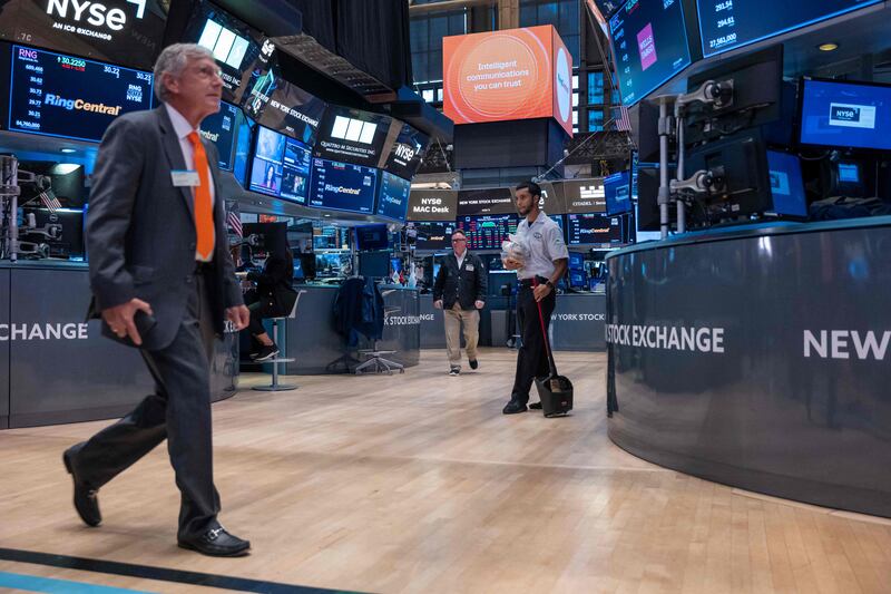 On the floor of the New York Stock Exchange. The S&P 500 is already up more than 16 per cent this year. AFP