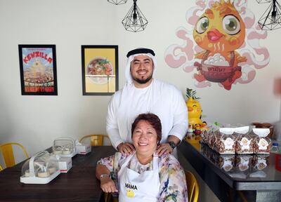 Dubai, United Arab Emirates - August 17, 2019: Mother and son duo open Thai restaurant: Mohamed Abedin, Emirati, and his Thai mother, Amena Rakkuson. Saturday the 17th of August 2019. JVC, Dubai. Chris Whiteoak / The National