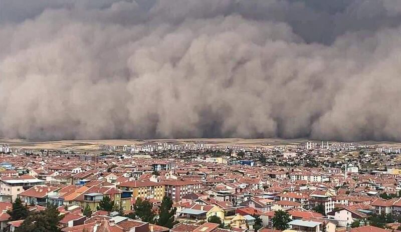 A freak sandstorm sweeps over Polatli in Ankara, Turkey. AFP