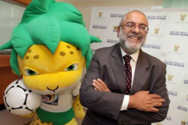 Yacoob Abba Omar, South Africa's ambassador to the UAE, with Zakumi, the official mascot of the 2010 Fifa World Cup.