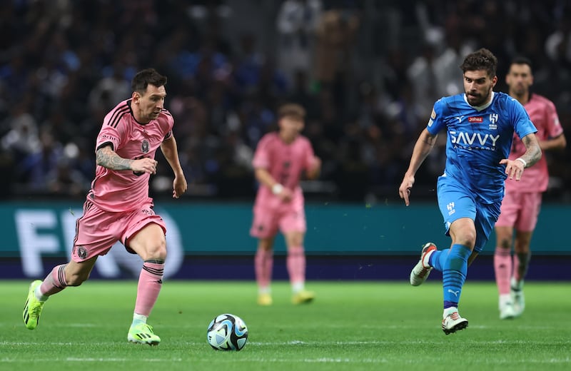 Lionel Messi was on target but his Inter Miami side lost 4-3 to Al Hilal. Getty Images