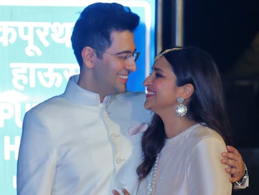 Raghav Chadha and Parineeti Chopra hosted an intimate ceremony with family and friends. Photo: Pallav Paliwal