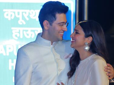 Raghav Chadha and Parineeti Chopra hosted an intimate ceremony with family and friends. Photo: Pallav Paliwal